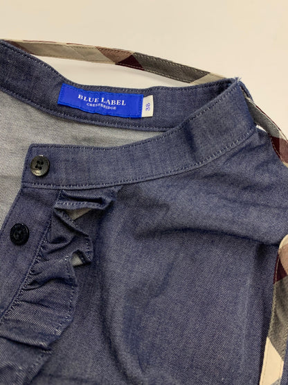 ブルーレーベルクレストブリッジ 55J25-345-29 ワンピース 38 ネイビー デニム フリル フレア ITHIHGO67PPW 【SALE】