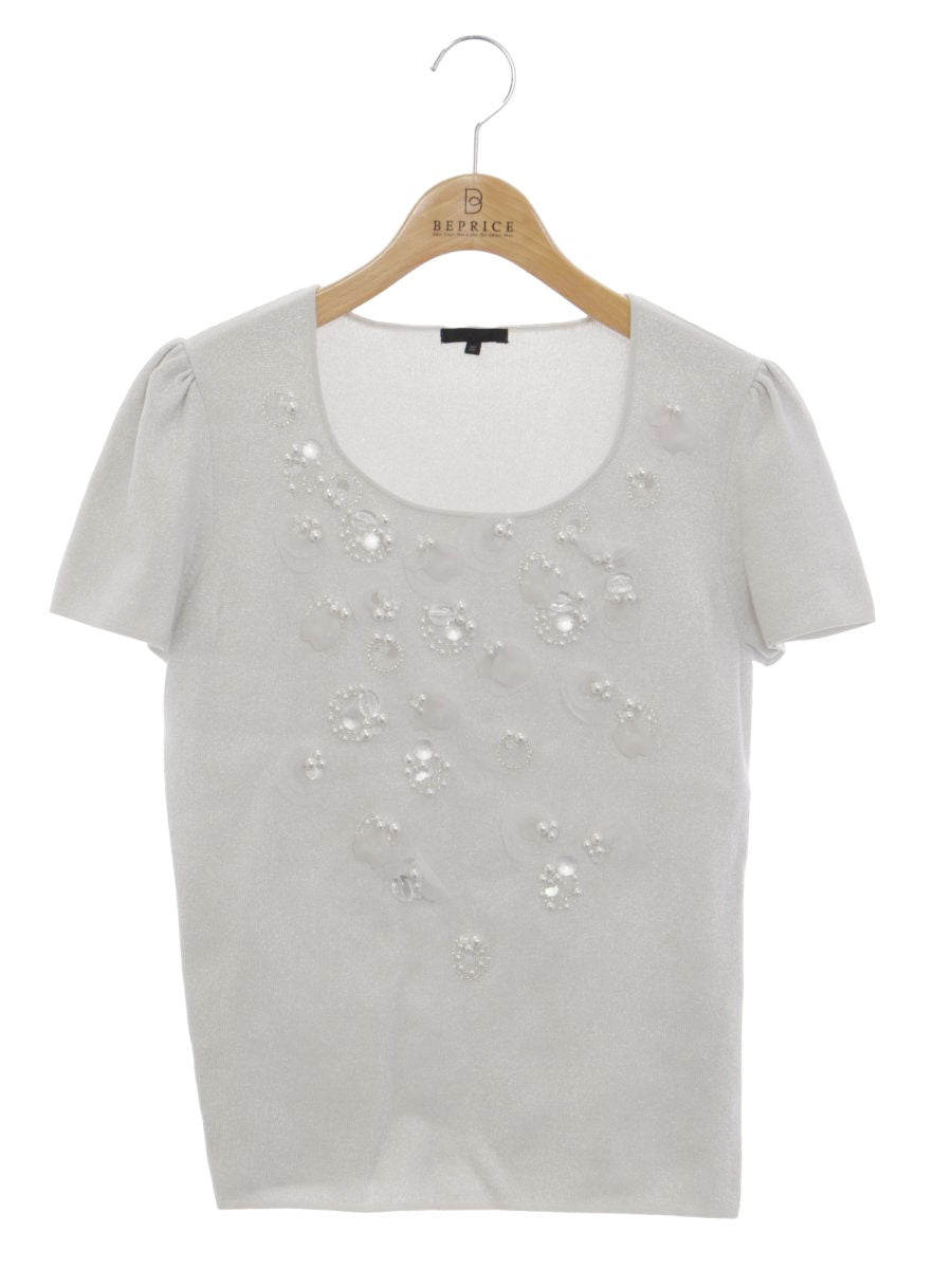 トゥービーシック W5N21-214-90 ニット 3 グレー パールビジュー ITCWJCNVAEAS