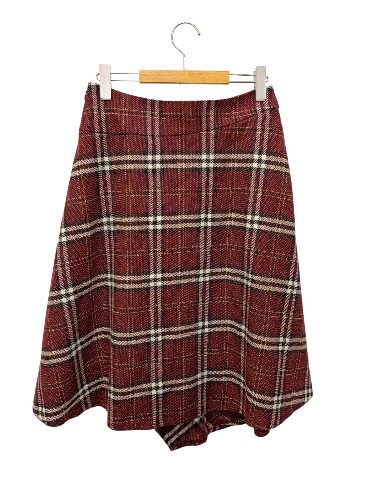 エムズグレイシー チェック柄 ラップ 417607 スカート 40 レッド ウール混 ITLDL7HOW87C 【SALE】