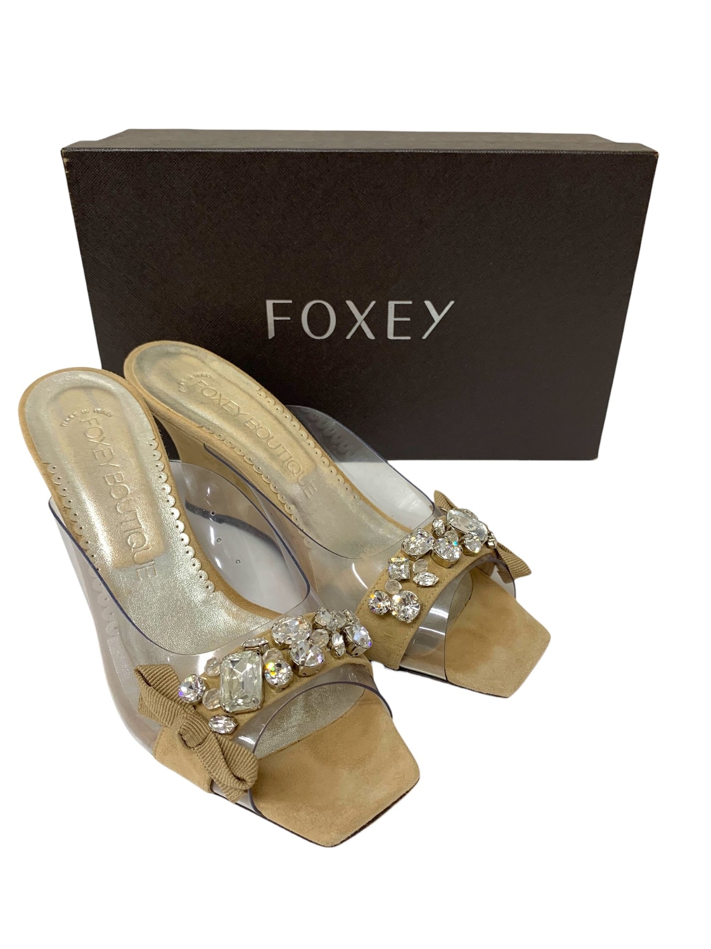 フォクシーブティック GLITTER SHOES 25330 サンダル 36.5 ベージュ ビジュー IT2PP14YEA4J