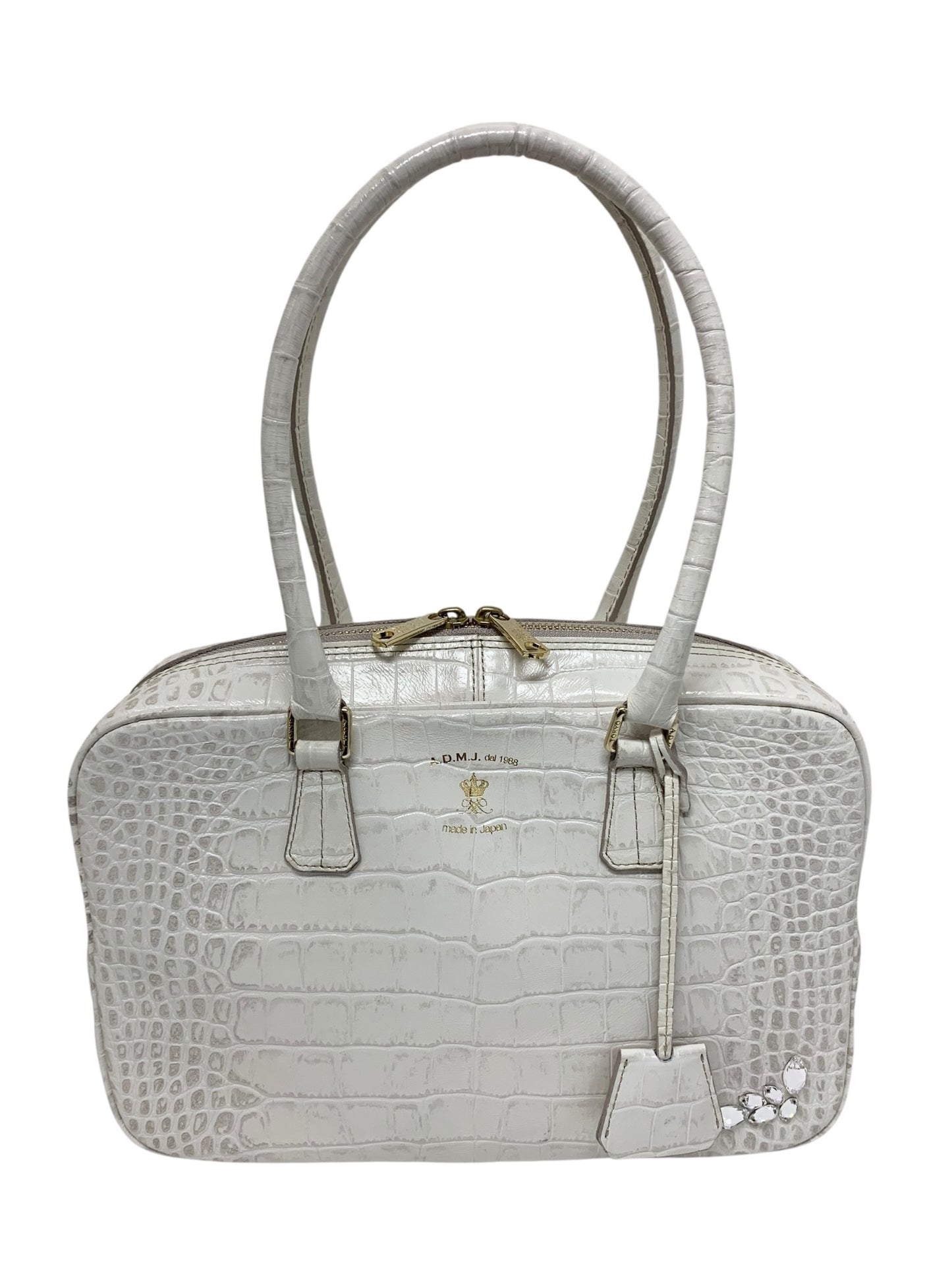 エーディーエムジェイ ハンドバッグ ホワイト クロコ型押し ヒマラヤ スワロフスキー ITOI5SBP6BQG 【SALE】