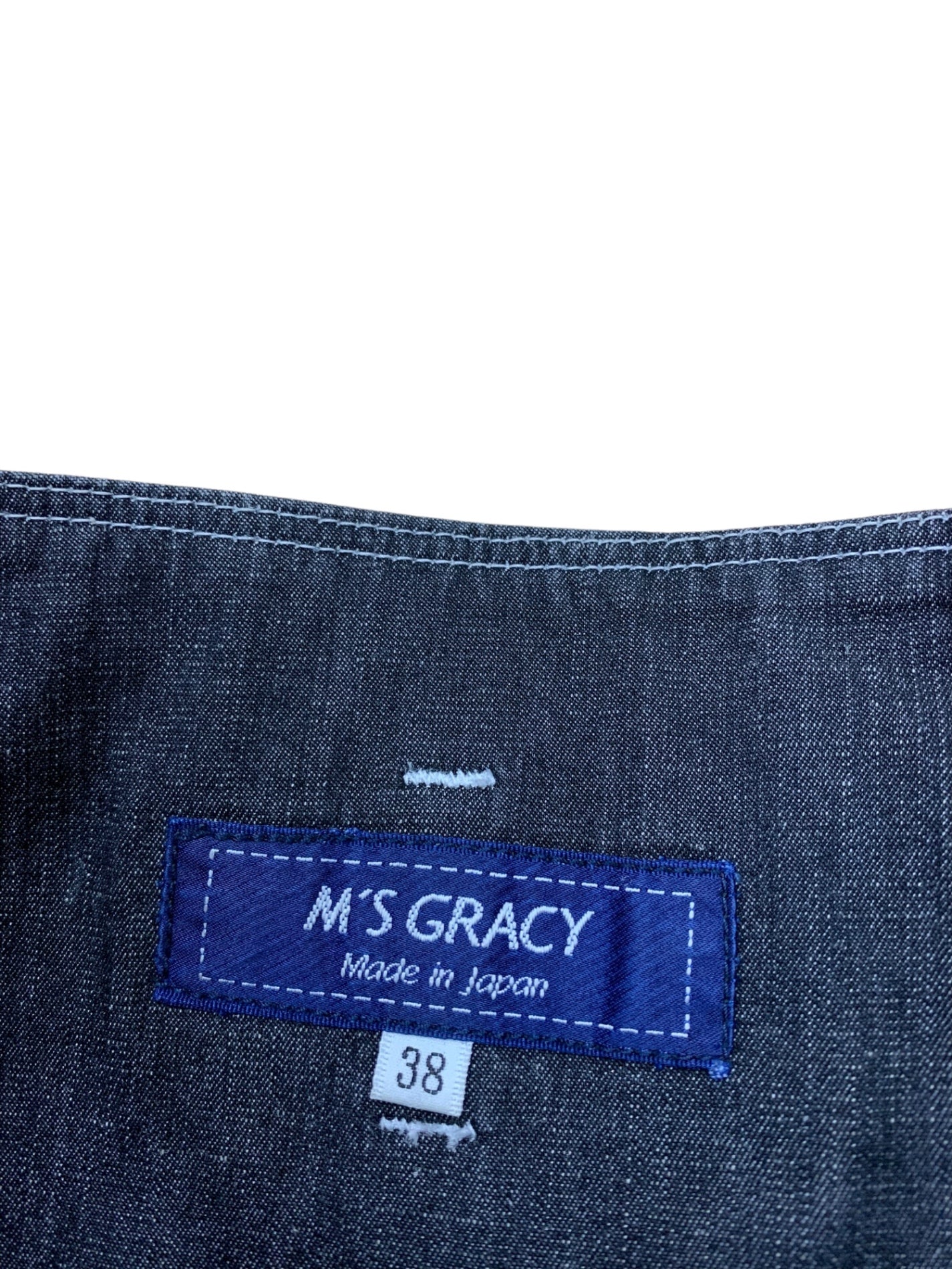 エムズグレイシー パールボタンデニム 317334 スカート 38 ブラック フリル ITUDUAP1A8YO