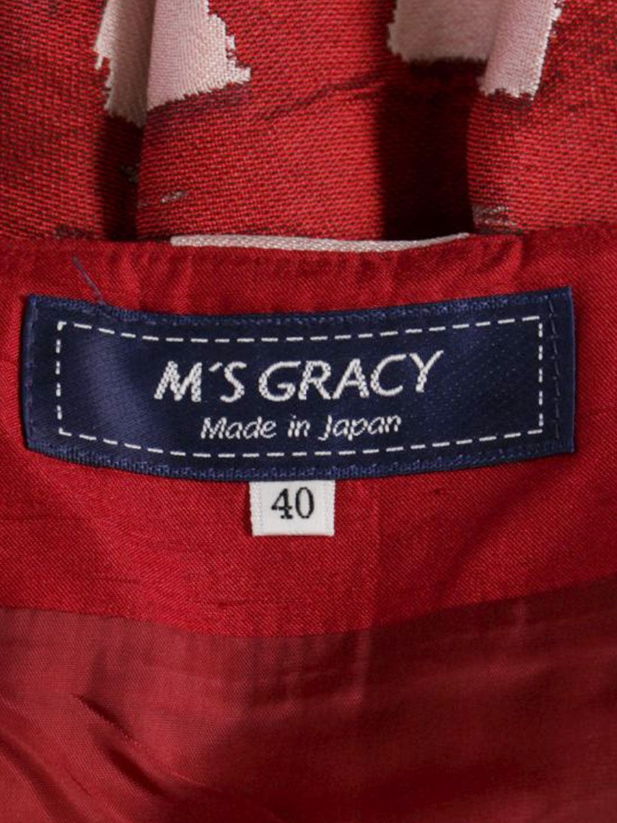 エムズグレイシー 817540 スカート 40 レッド スクエア柄 フレアー ITHOFJTEAZBC