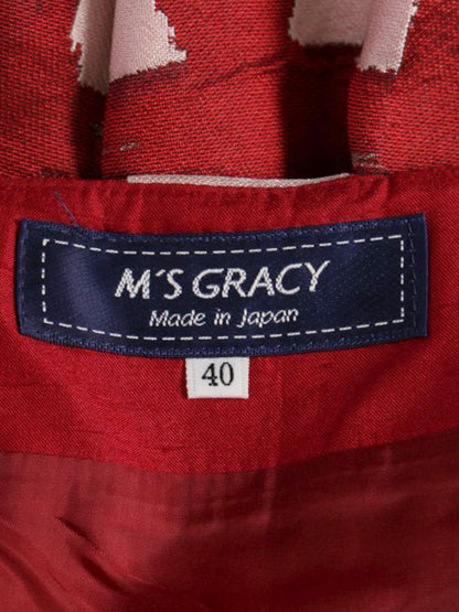 エムズグレイシー 817540 スカート 40 レッド スクエア柄 フレアー ITHOFJTEAZBC