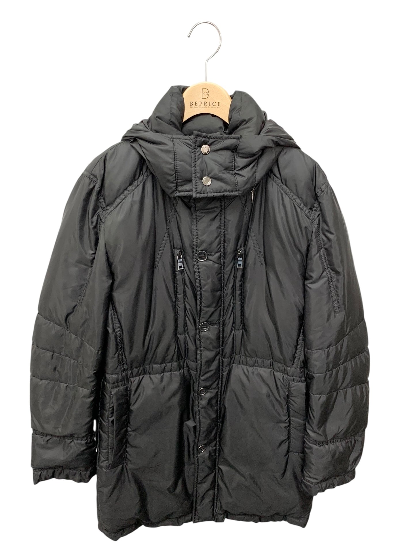 エポカウォモ M1F78-414-09 ダウンコート 46 ブラック フーディ ジップアップ ITED74DI1MAK