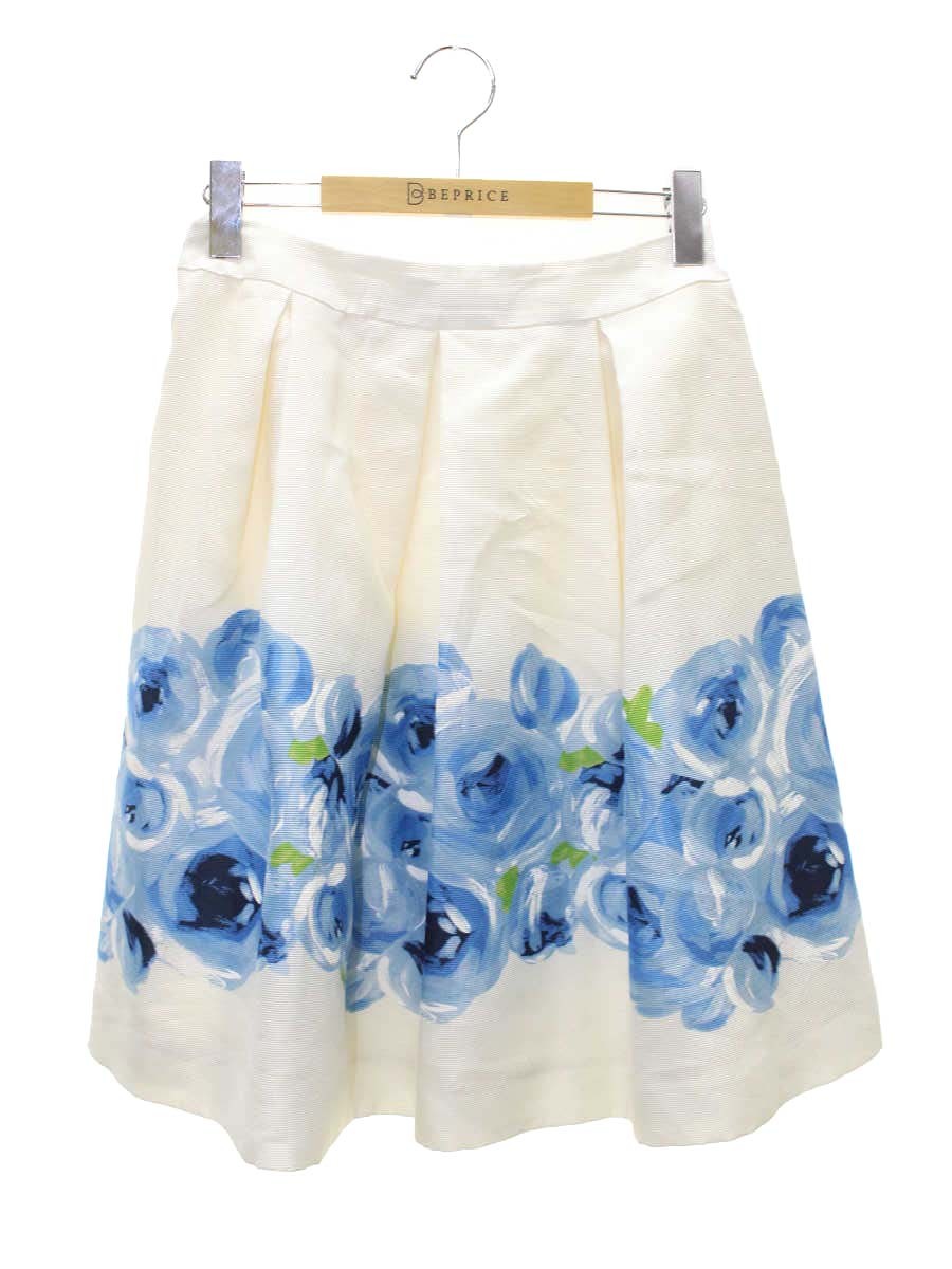 エムズグレイシー 727302 スカート 38 ホワイト バラプリント IT68EH8WLKE7 【SALE】
