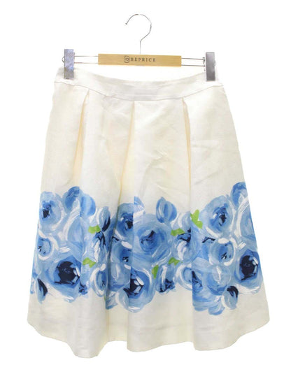 エムズグレイシー 727302 スカート 38 ホワイト バラプリント IT68EH8WLKE7 【SALE】