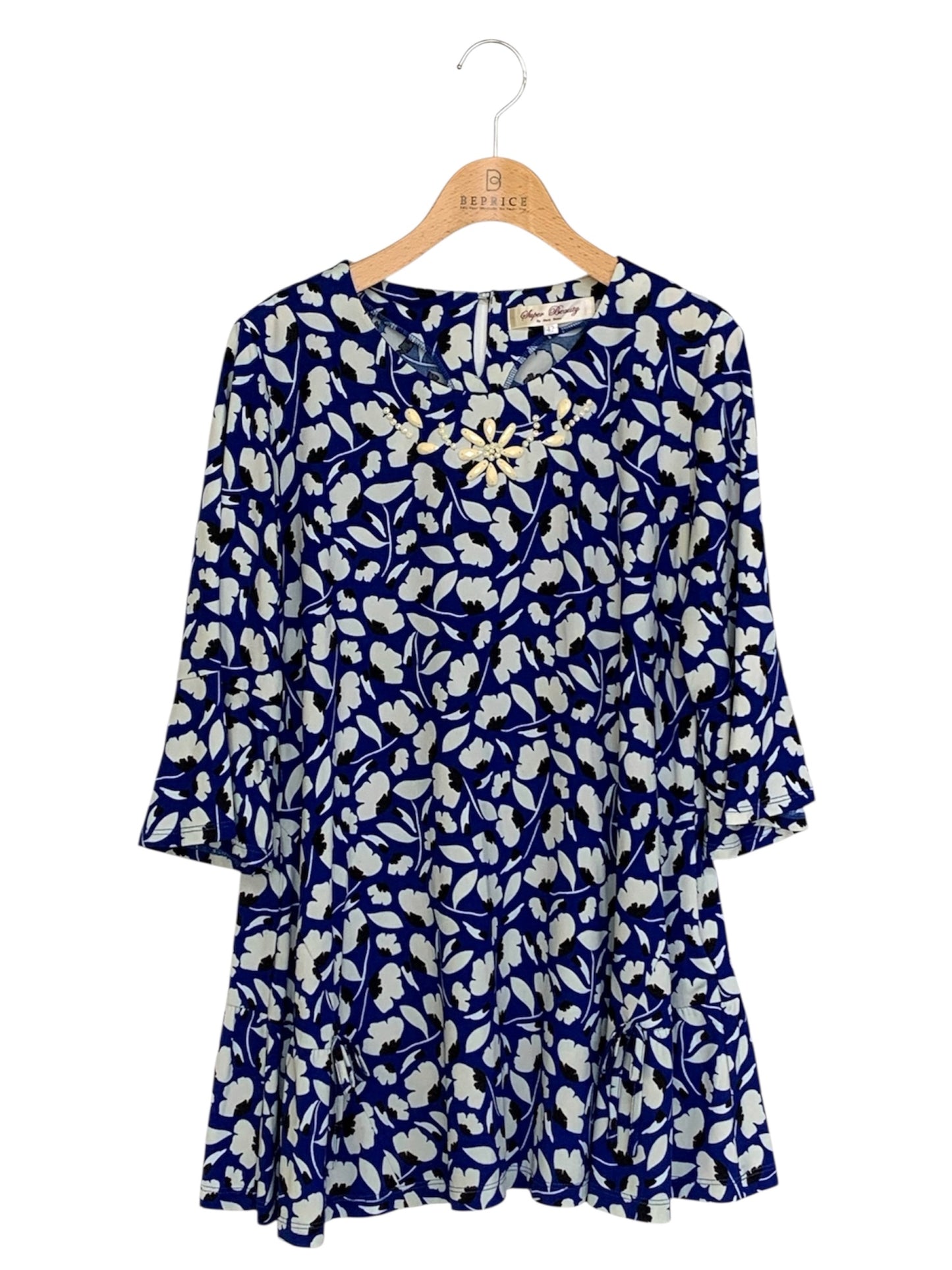 スーパービューティー トップス 42 ブルー 花 ビジュー ITEER96QDCAT