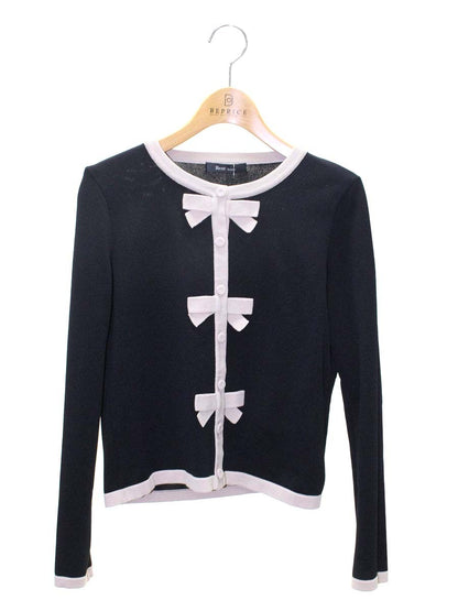 ルネ basic 5012020 カーディガン 36 ブラック リボンモチーフ IT2UL9AUPOJ4