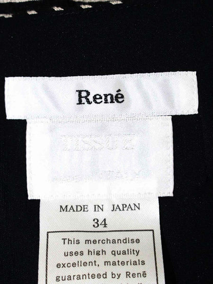 ルネ TISSUE 6936030 ワンピース 34 ブラック ティアード フリル ボーダー ITEU1CQFVBM0