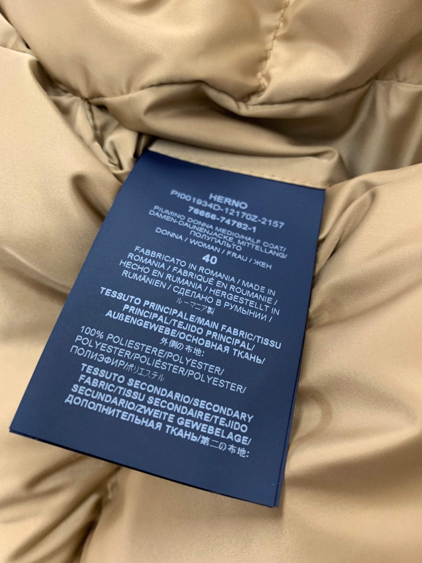 ヘルノ PI001934D 12170Z ダウンコート 40 キャメル 2WAY ヌートリアファー IT3G8Z19DEA4