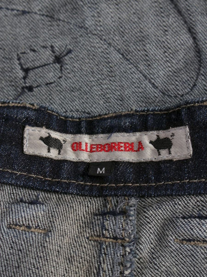 アルベロベロ 318090 デニムパンツ M ネイビー パッチワーク ビジュー IT6YMBK11OIQ