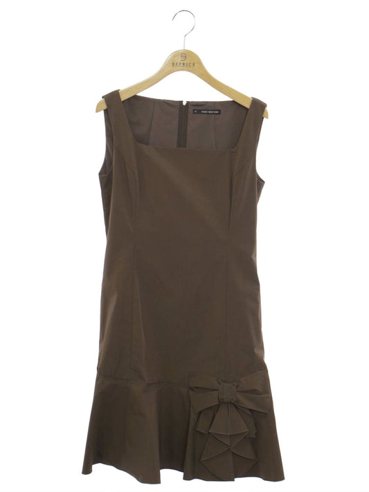 フォクシーニューヨーク 27189 ワンピース 40 ブラウン リボン ストレッチ ITV4BYRFFXJC