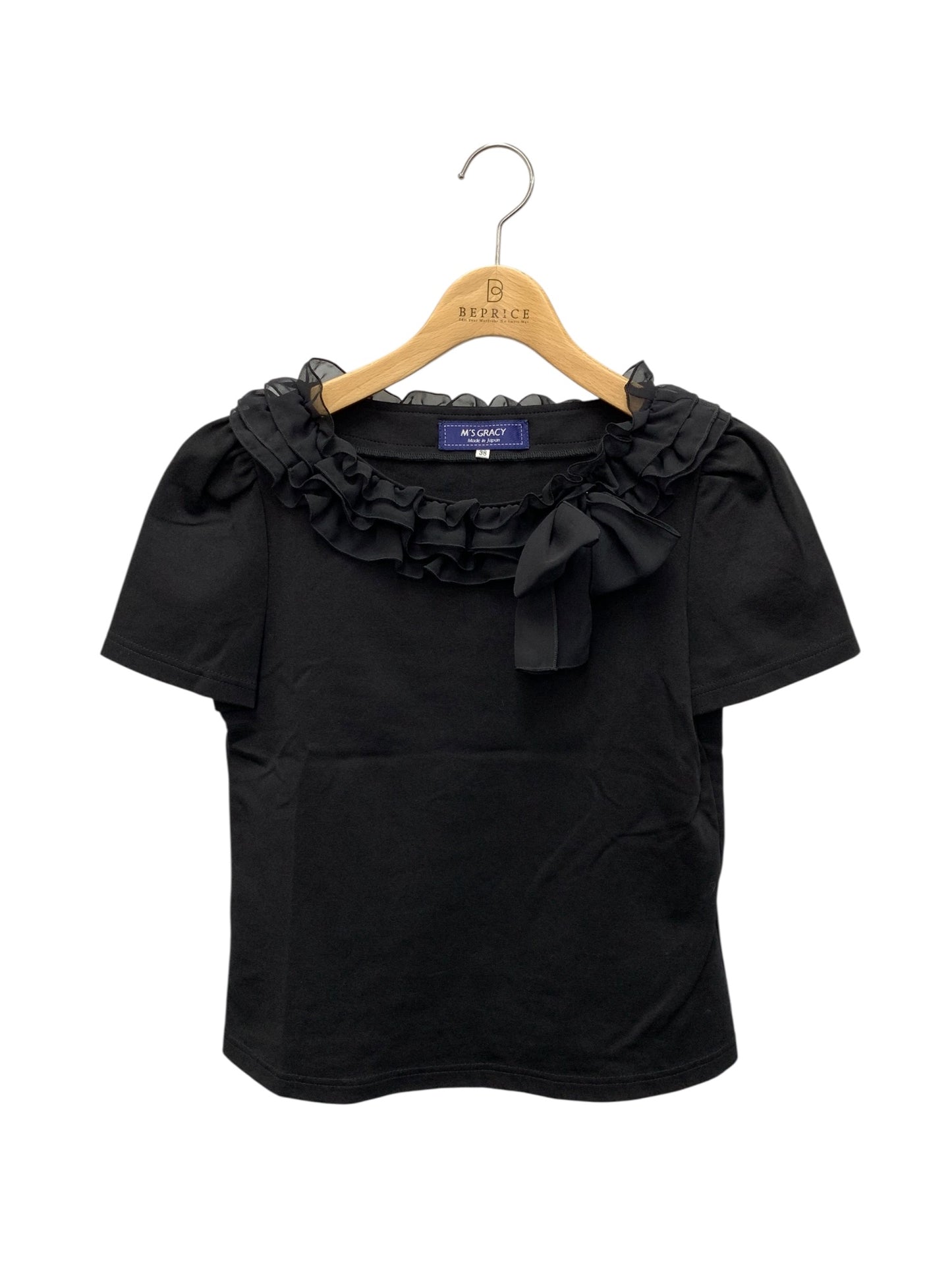 エムズグレイシー 015314 トップス 38 ブラック フリル ITCNNVS1S1QS 【SALE】