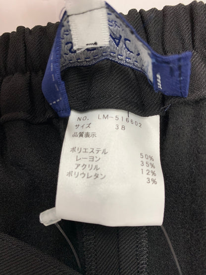 エムズグレイシー 516602 パンツ 38 ブラック ワイド フリル ウエストゴム IT6RMU7UZUNG