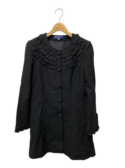 エムズグレイシー 229507 コート 38 ブラック ウール フリル ITPZB8E0PPRK 【SALE】