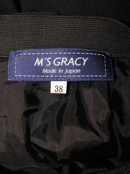 エムズグレイシー 017110 スカート 38 ブラック リボン IT2CK2J04FPO
