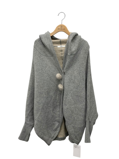 ルネ 6842120 パーカーカーディガン 36 グレー ウール混 ファーブローチ付き ITGR4NBFOSX4