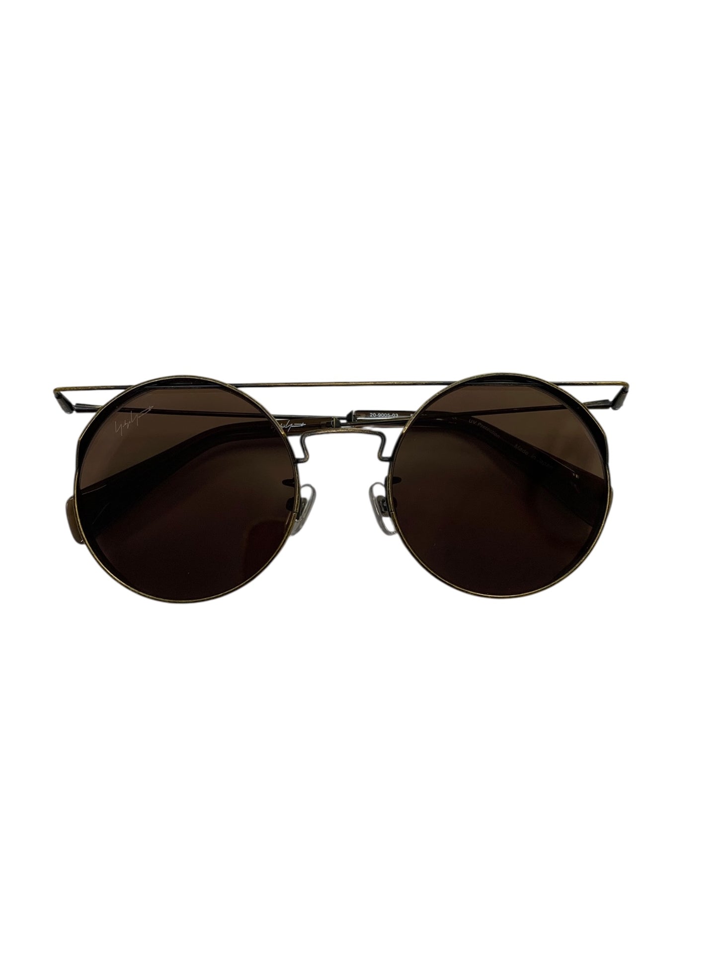 ヨウジヤマモト 20-9005 03 サングラス メガネ ゴールド Limited Edition サイドフード フラットトップ ロゴ UVカット ITSLBAWSYZZK