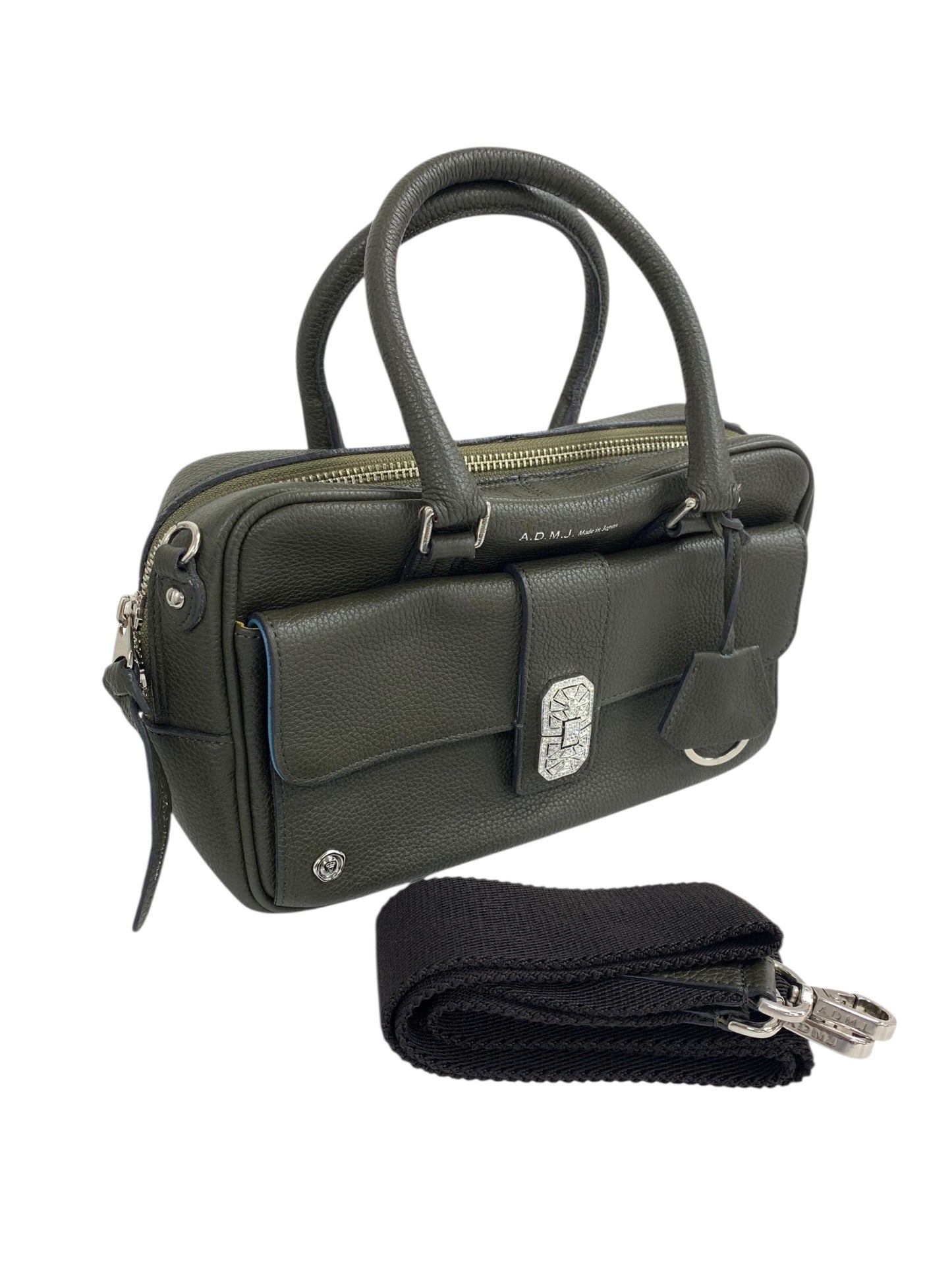 エーディーエムジェイ アールデコボストン ハンドバッグ カーキグリーン ショルダー 2way レザー モーツァルト スワロフスキー IT1VI8M7SM8G