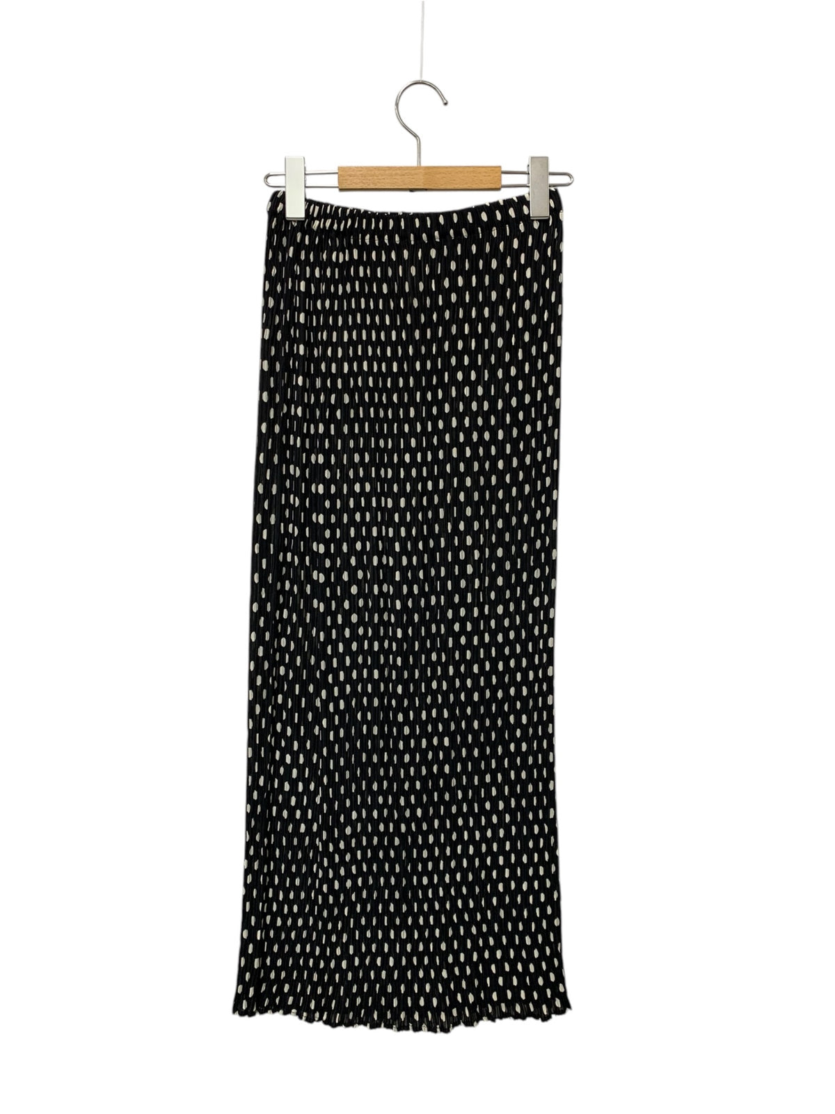 イッセイミヤケ ISSEY MIYAKE IM61-FG929 96SS ドット プリーツ ロングスカート M ブラック ホワイト IT2L8PEPO73O