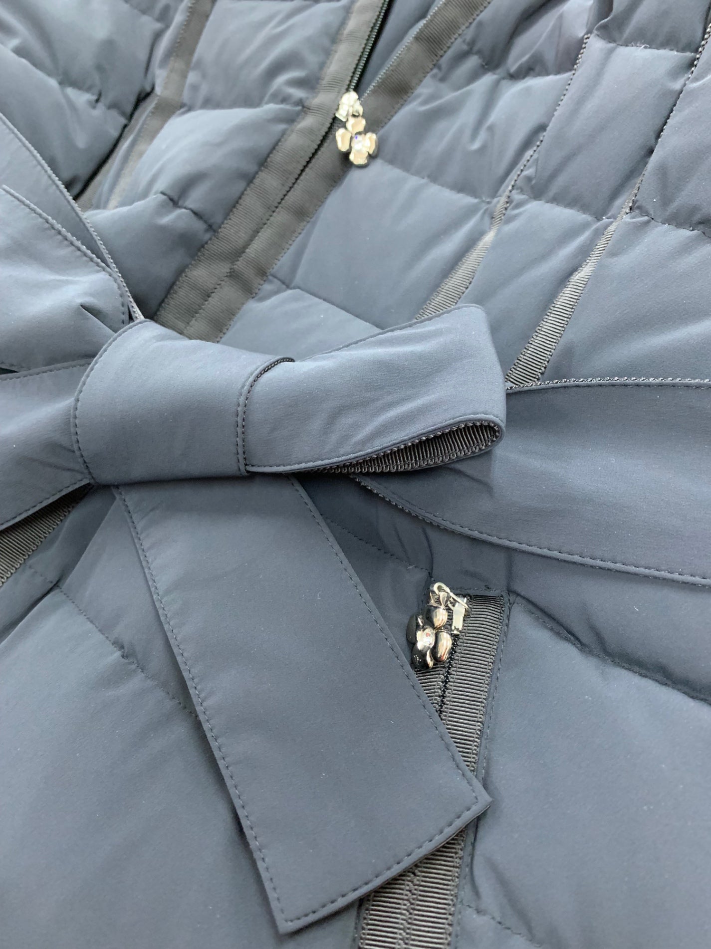 エムズグレイシー 729504 ダウンコート 42 ネイビー パールロゴ カメリアジップ IT82B2SUFTOC