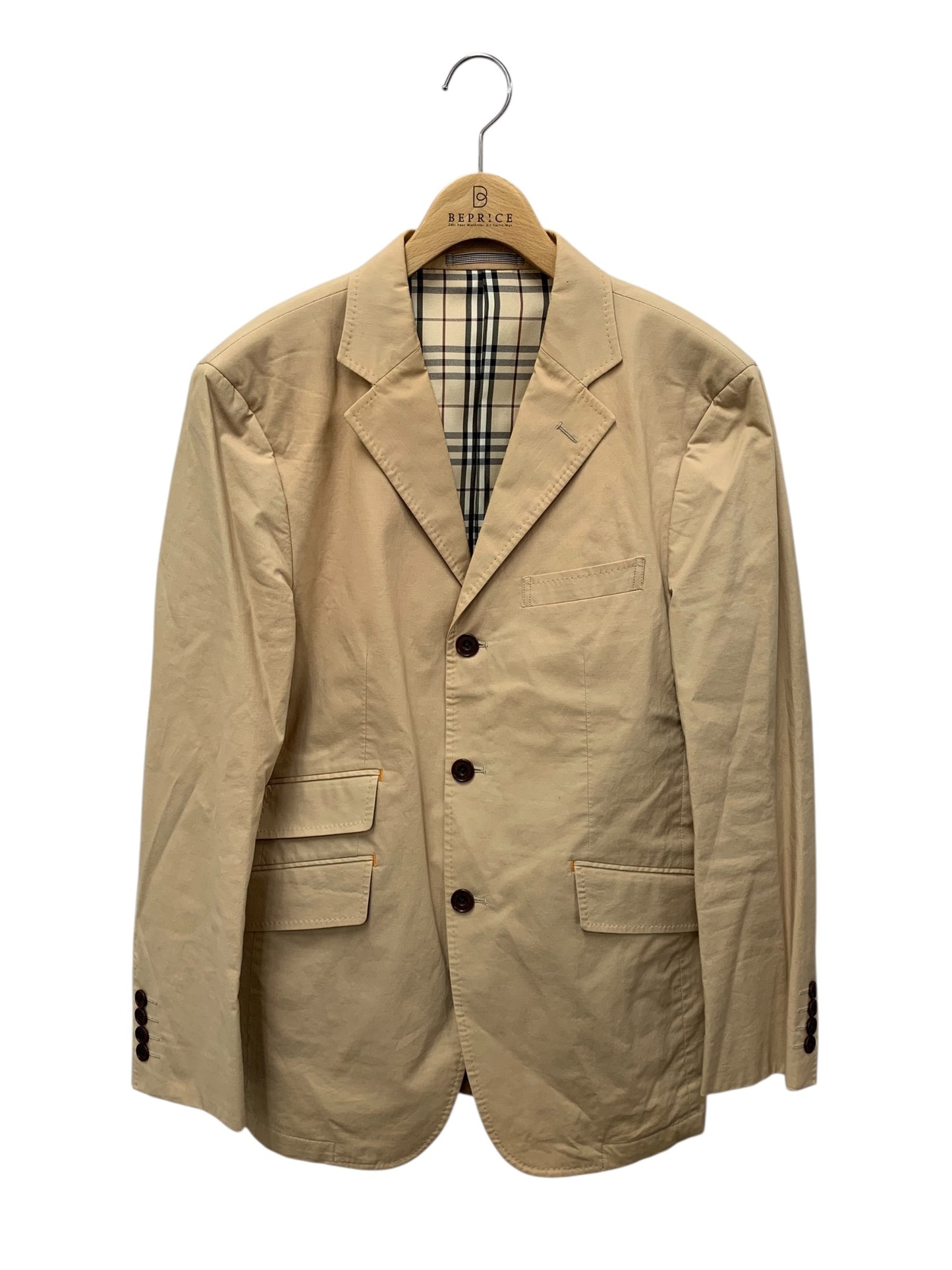 バーバリーブラックレーベル BME72-402-44 テーラードジャケット M ベージュ オレンジステッチ ITOT1HMBPCZ2