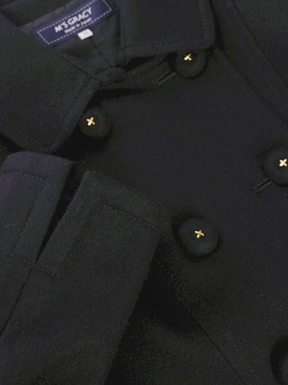 エムズグレイシー 814529 コート 36 ネイビー Pコート ハーフ ウール IT9LNZ7XZBHS