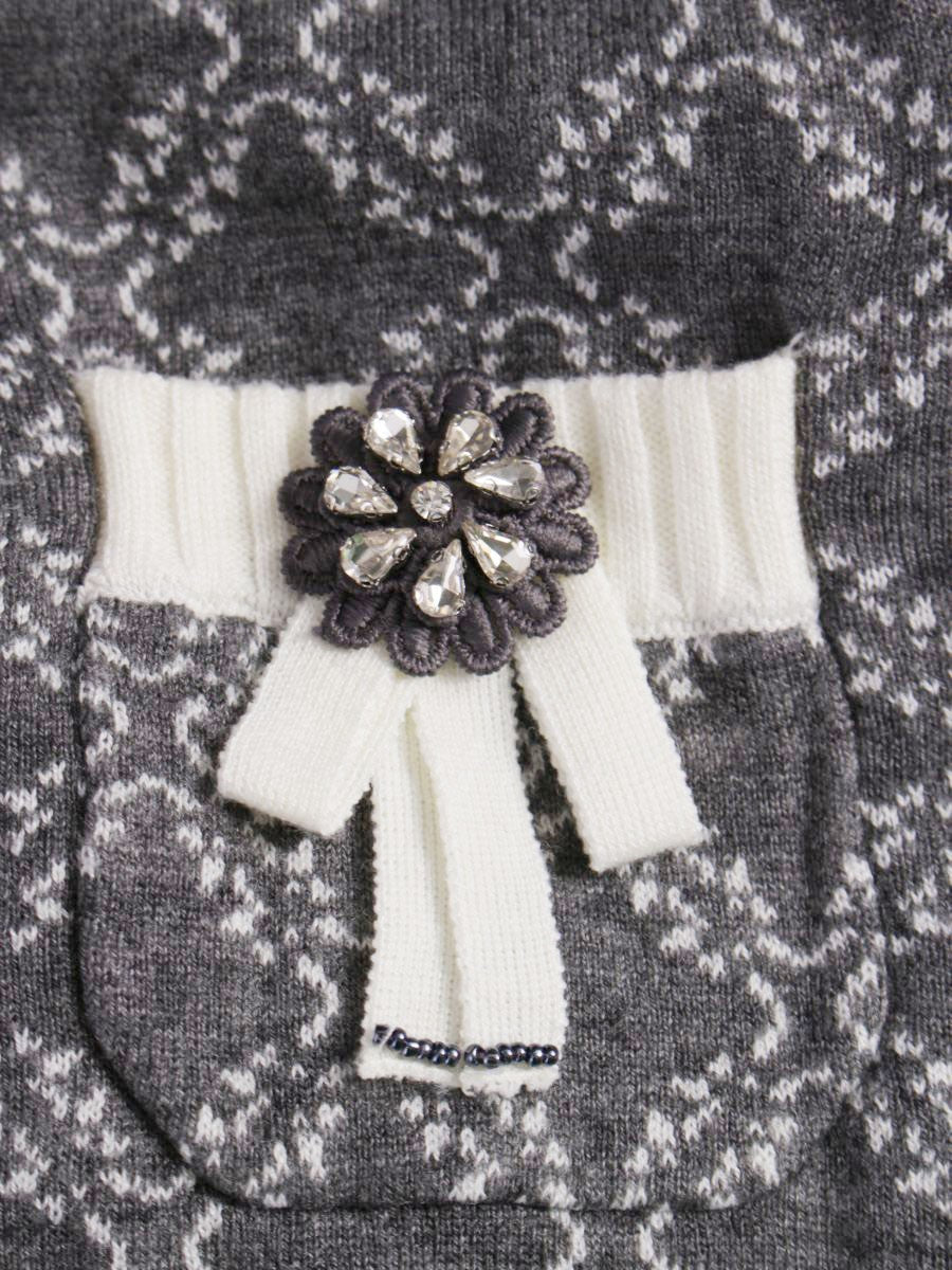 スーパービューティー ロングベスト 42 グレー ニット フェイクパール ラインストーン ITHSHV8UL8YG