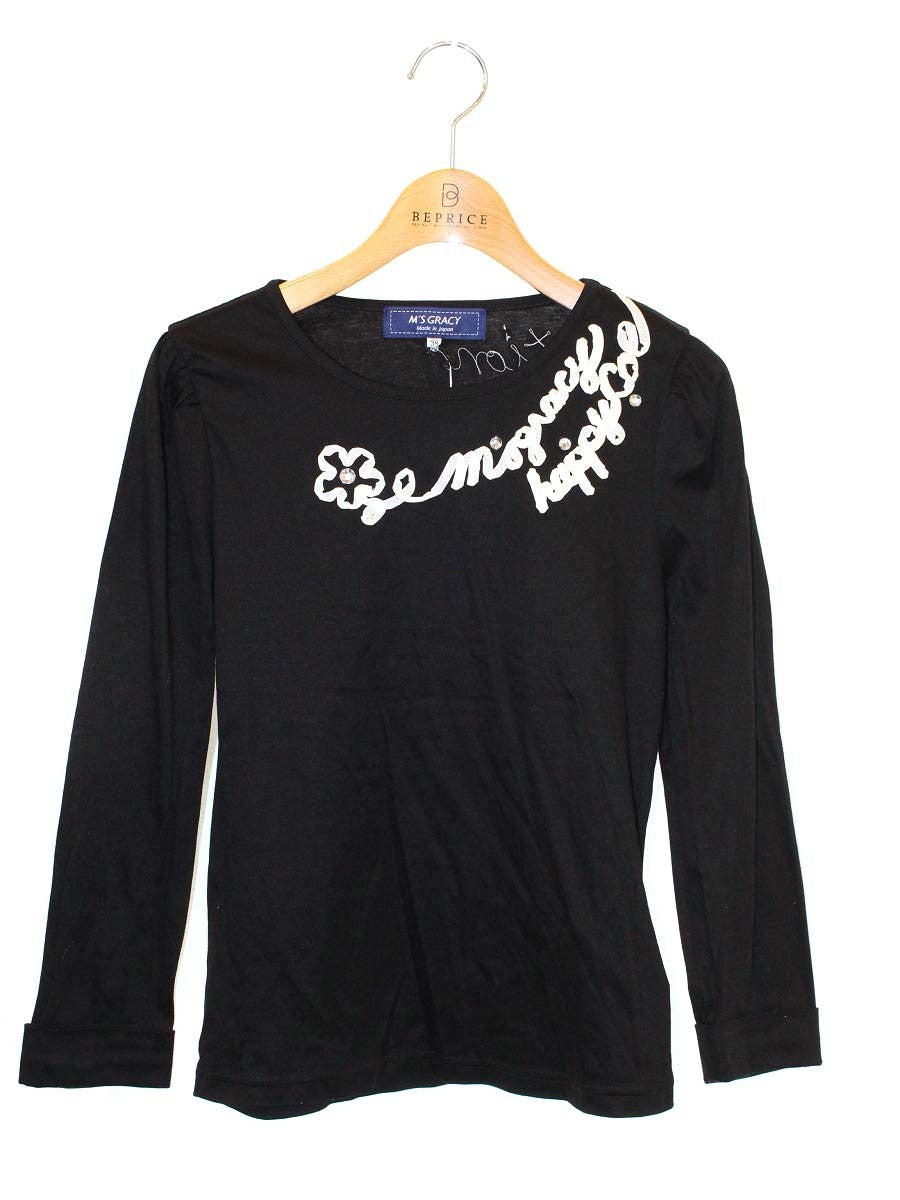 エムズグレイシー SA-2006-004 Tシャツ 38 ブラック ロゴ ITCM1302ZUIO