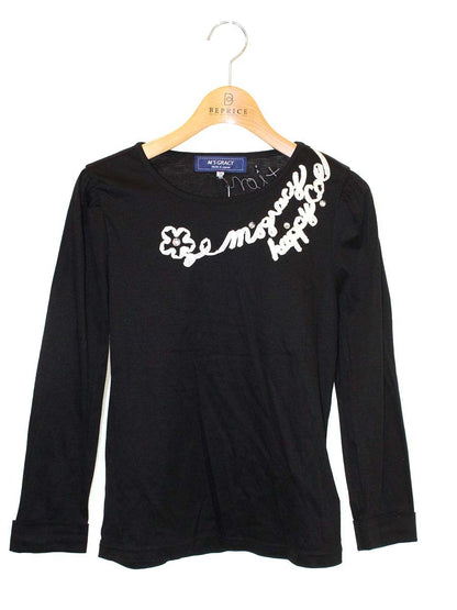 エムズグレイシー SA-2006-004 Tシャツ 38 ブラック ロゴ ITCM1302ZUIO