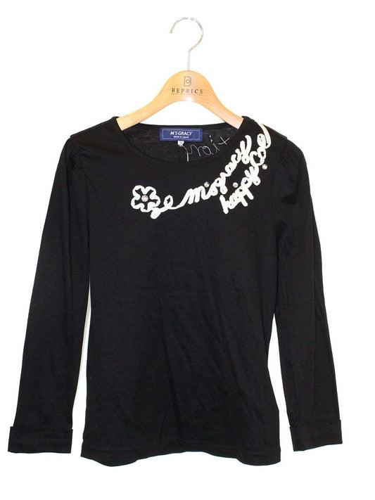 エムズグレイシー SA-2006-004 Tシャツ 38 ブラック ロゴ ITCM1302ZUIO