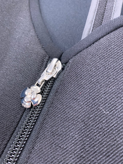 エムズグレイシー 411511 ジャンパースカート 36 ブラック ボンディング リボン フロントジップ IT6RR68H3S9G