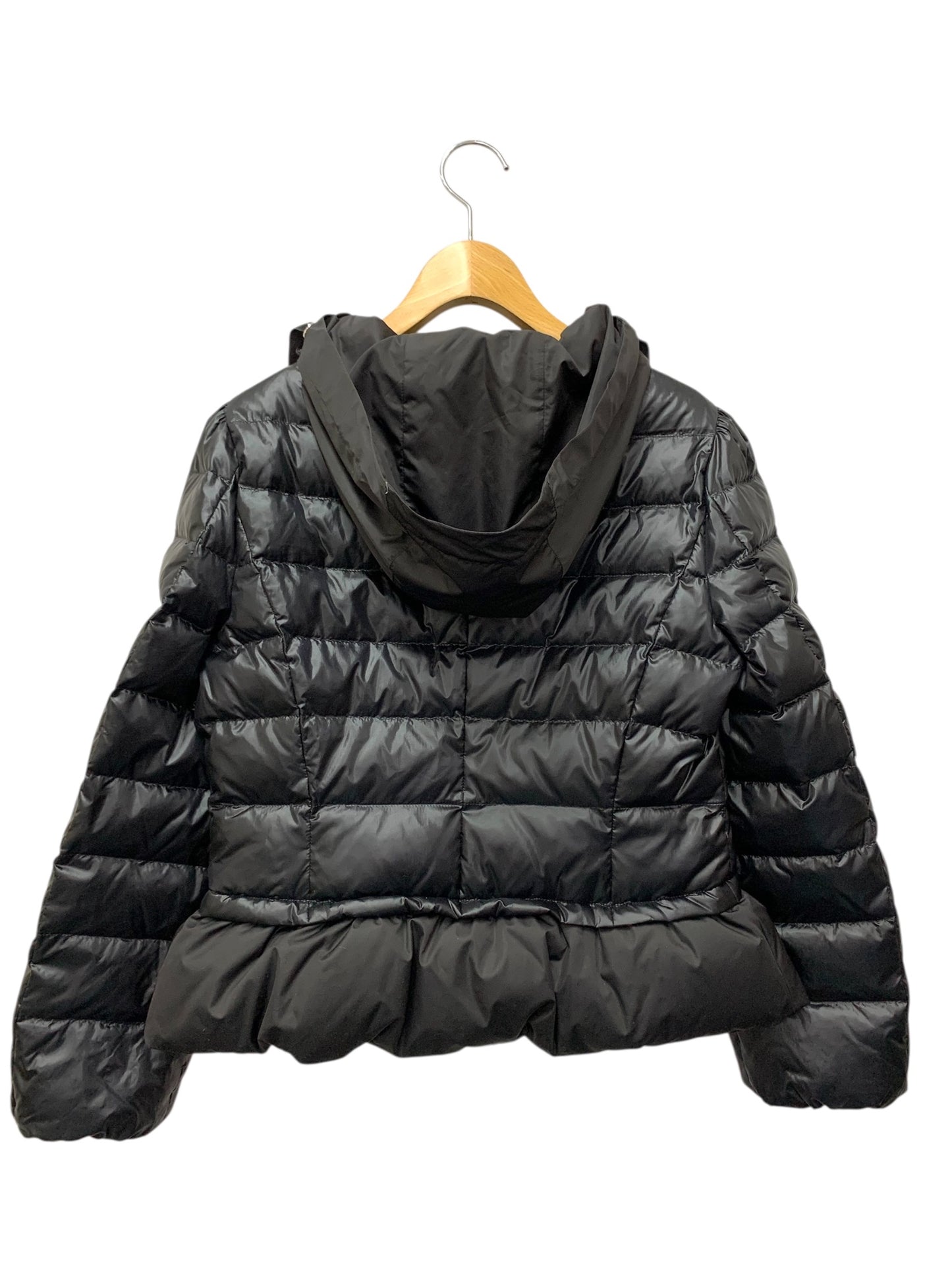 エムズグレイシー 019509 コンパクトダウンジャケット 38 ブラック フラワージップ フリル ハートワッペン フード ITODGMDKM2EV