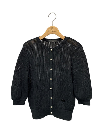 ルネ 5322010 トップス 36 ブラック パールボタン 五分袖 ITYW9JT1RP80