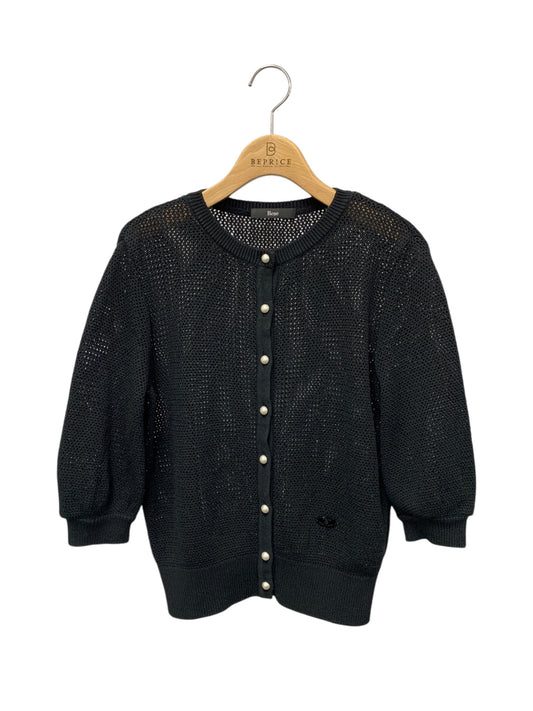 ルネ 5322010 トップス 36 ブラック パールボタン 五分袖 ITYW9JT1RP80