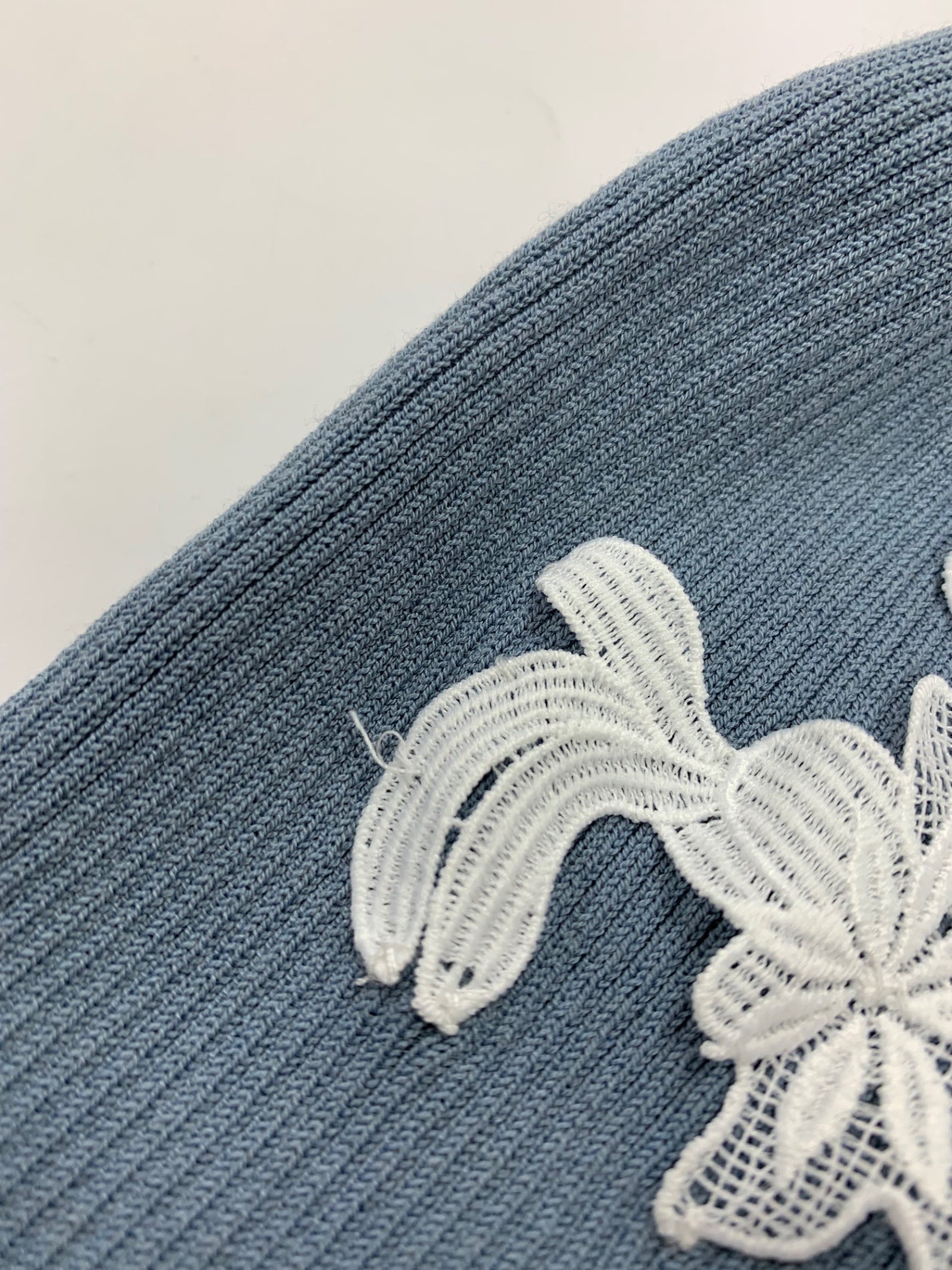 エムズグレイシー 418332 カットソー 38 ライトブルー 刺繍 リブ ITUHX8TPESP4