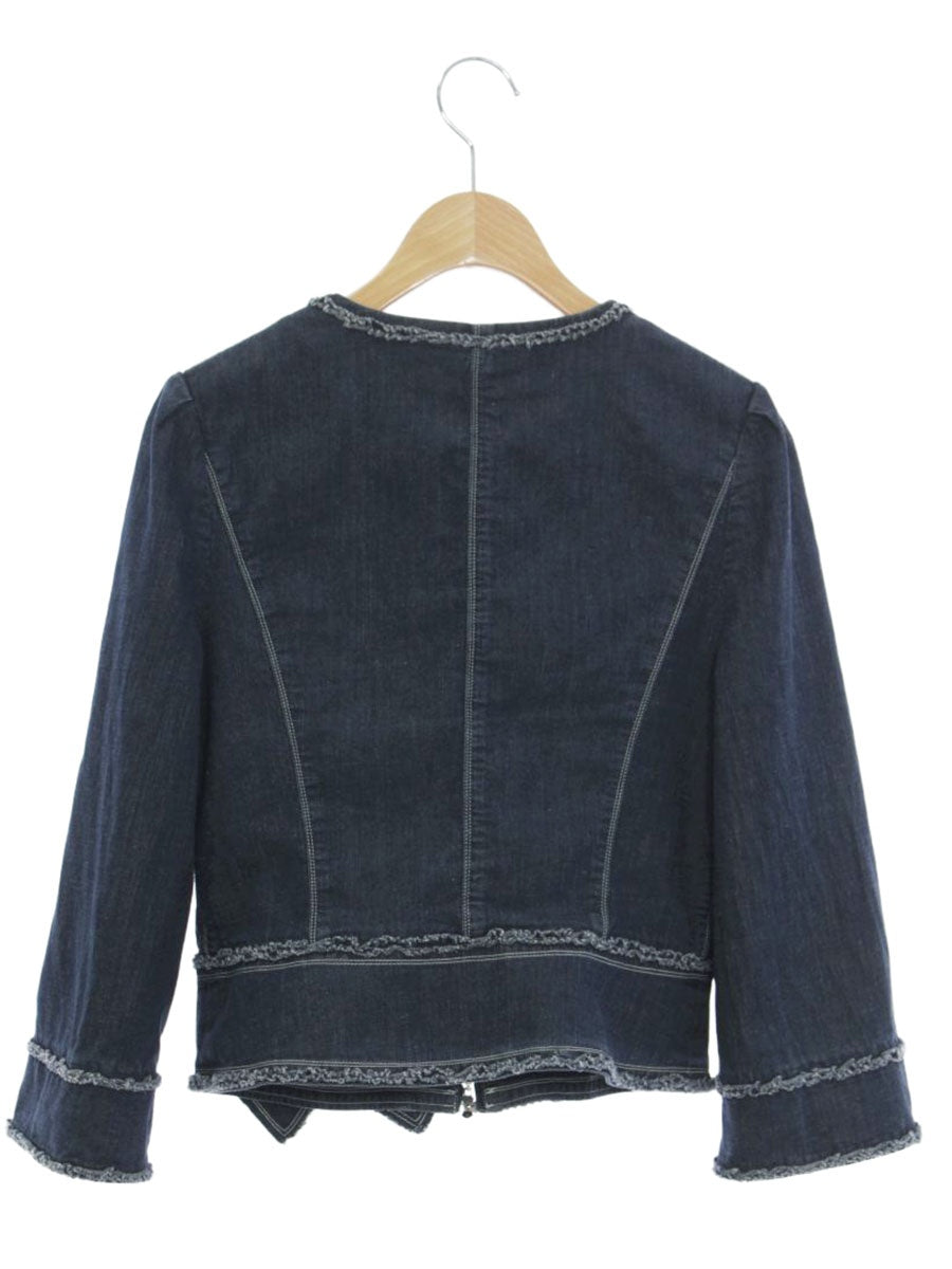 エムズグレイシー Zip Denim Jacket 914121 ジャケット 38 ネイビー デニム調 インディゴ ITEHL75LUZSW