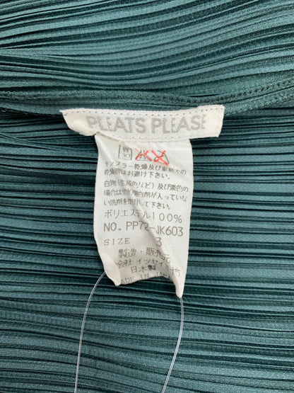 プリーツプリーズイッセイミヤケ PP72-JK603 カットソー 3 グリーン ボトルネック サイドスリット ITXWPYWF94QM