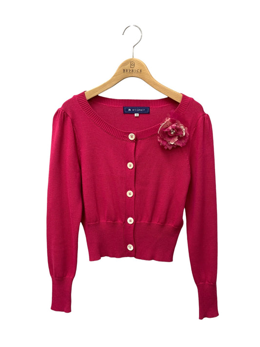 エムズグレイシー 528139 カーディガン 38 ピンク コットン混 シェルボタン ITDG0MYH9QW0