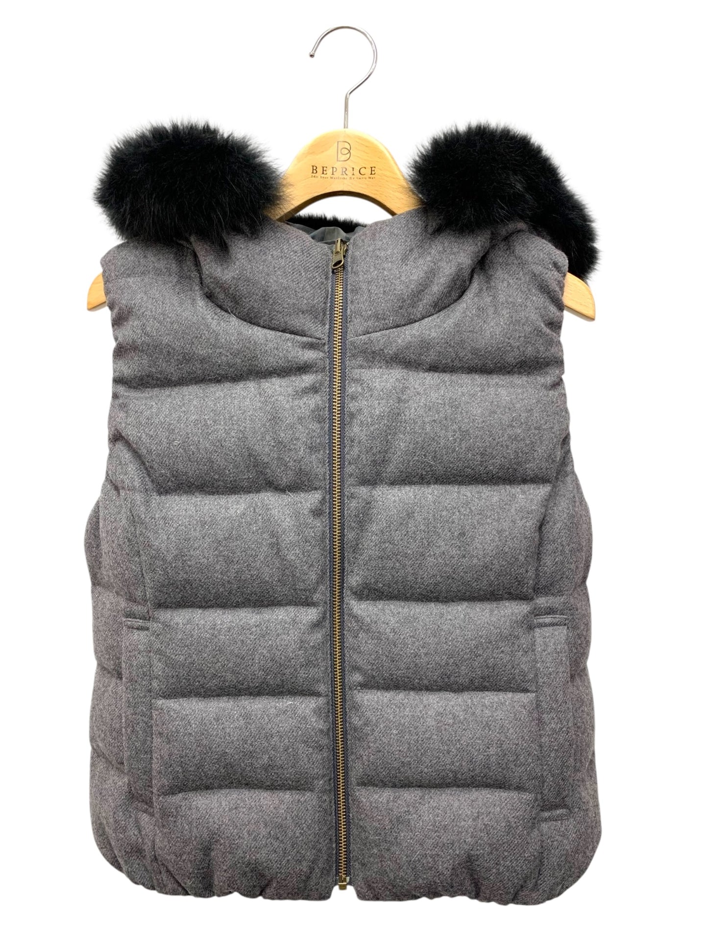 アナイ 17327-01-92-360 ダウンベスト 36 グレー リバーシブル フォックスファー IT7X7G92XESG