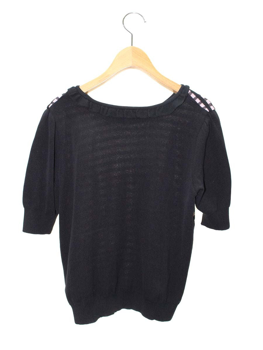 エムズグレイシー 218505 ニット セーター 42 ブラック/ピンク フリル