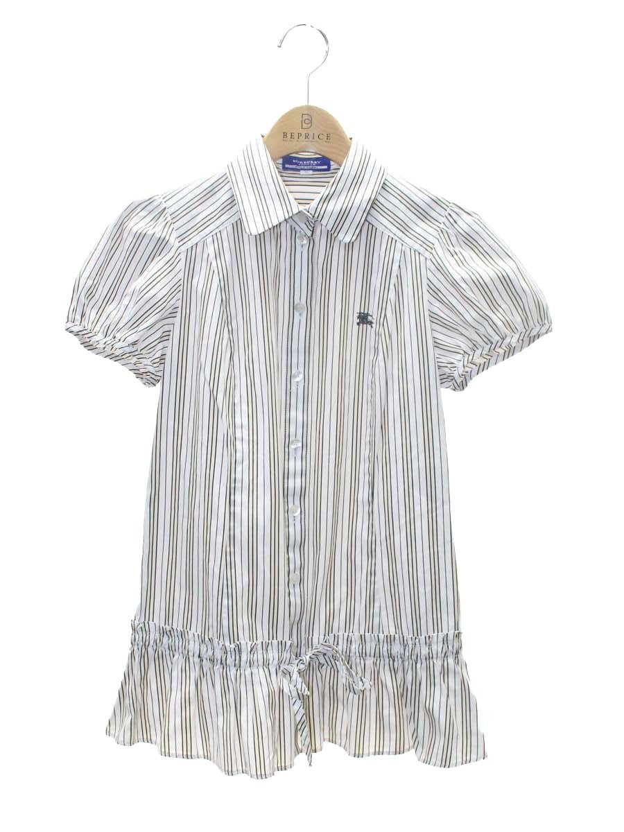 バーバリーブルーレーベル FEF41-524-01 シャツ 36 ホワイト/ベージュ ストライプ リボン IT81SY4V8P45