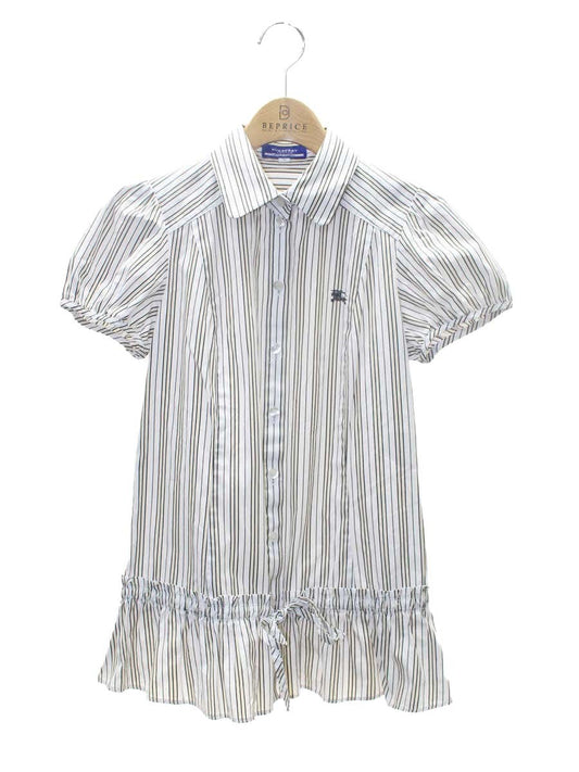 バーバリーブルーレーベル FEF41-524-01 シャツ 36 ホワイト/ベージュ ストライプ リボン IT81SY4V8P45