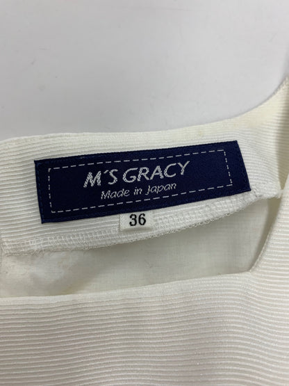 エムズグレイシー Garden Flower Dress 811344 ワンピース 36 ホワイト リボン 花柄 ITBAGN7A040C