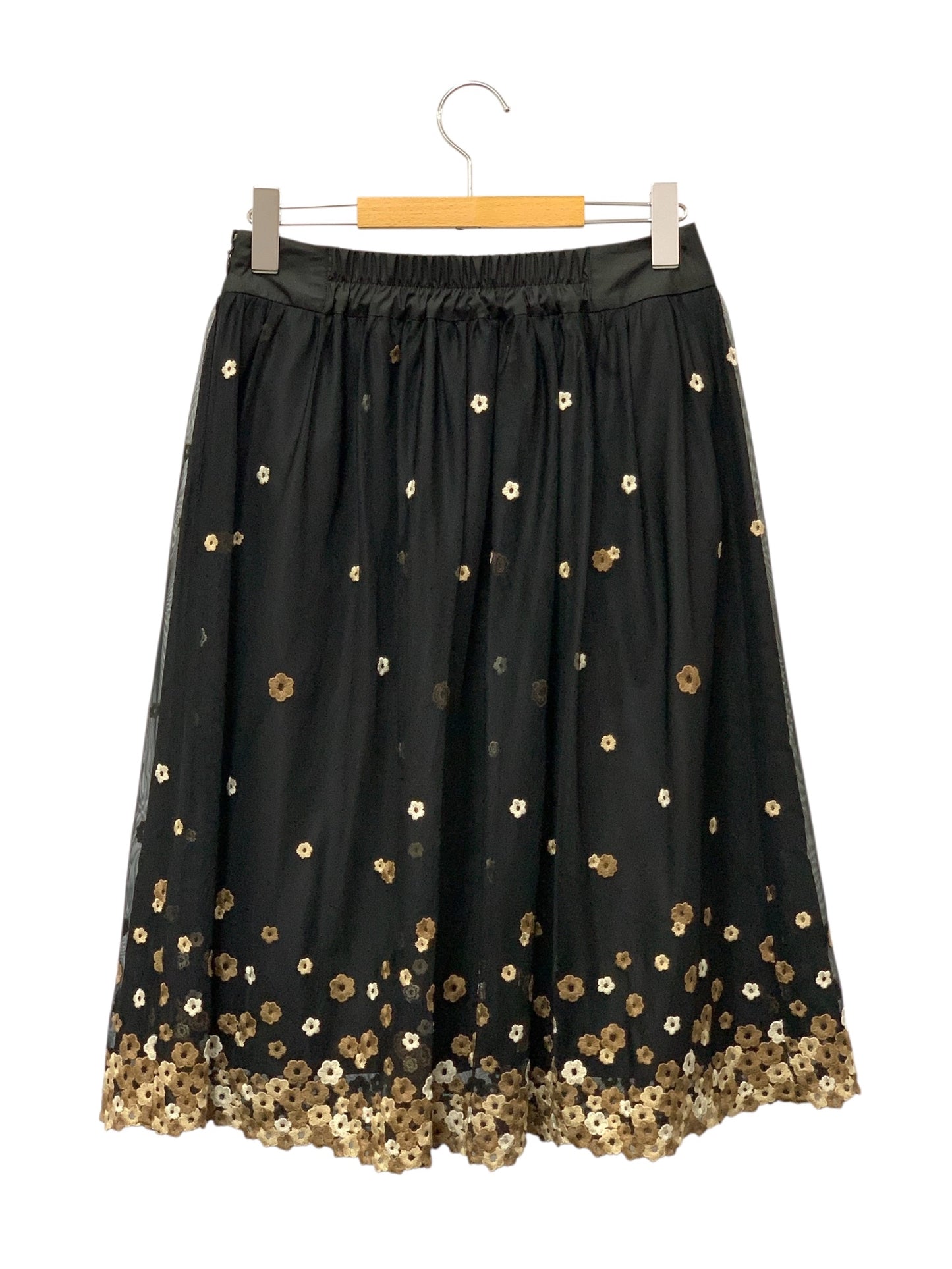 エムズグレイシー 517117 スカート 38 ブラック 花刺繍 ITP73WPXBM9E