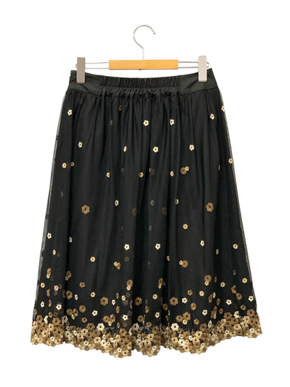 エムズグレイシー 517117 スカート 38 ブラック 花刺繍 ITP73WPXBM9E