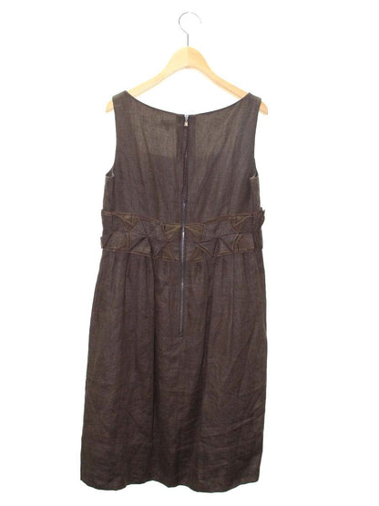 フォクシーブティック 23648 ワンピース 40 ブラウン ワンピース リネン IT91S6K9N6Z9 【SALE】
