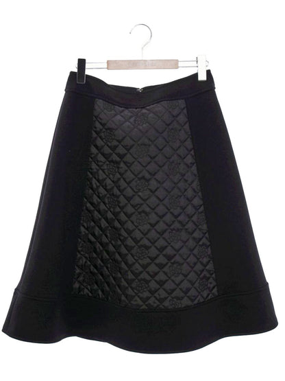 エムズグレイシー 117521 スカート 40 ブラック キルティング 切替 カメリア ITBI5EDBPWGO