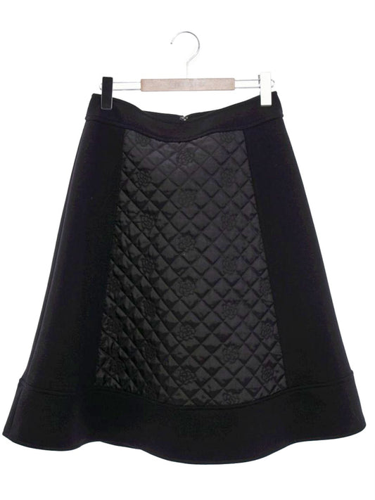 エムズグレイシー 117521 スカート 40 ブラック キルティング 切替 カメリア ITBI5EDBPWGO
